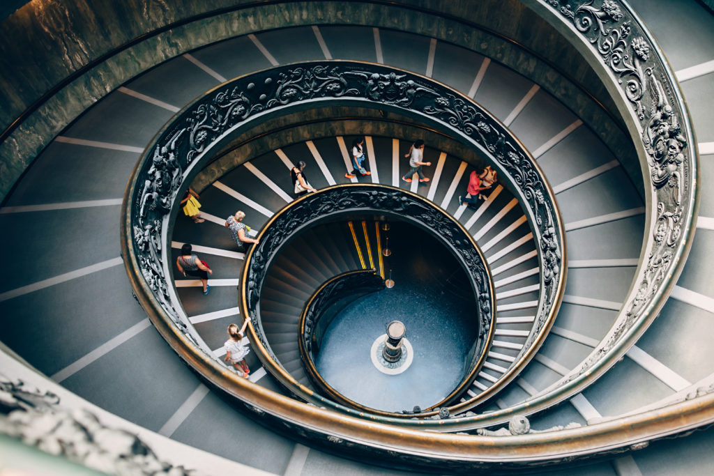 Enjoy the unique spiral staircase in the Vatican.